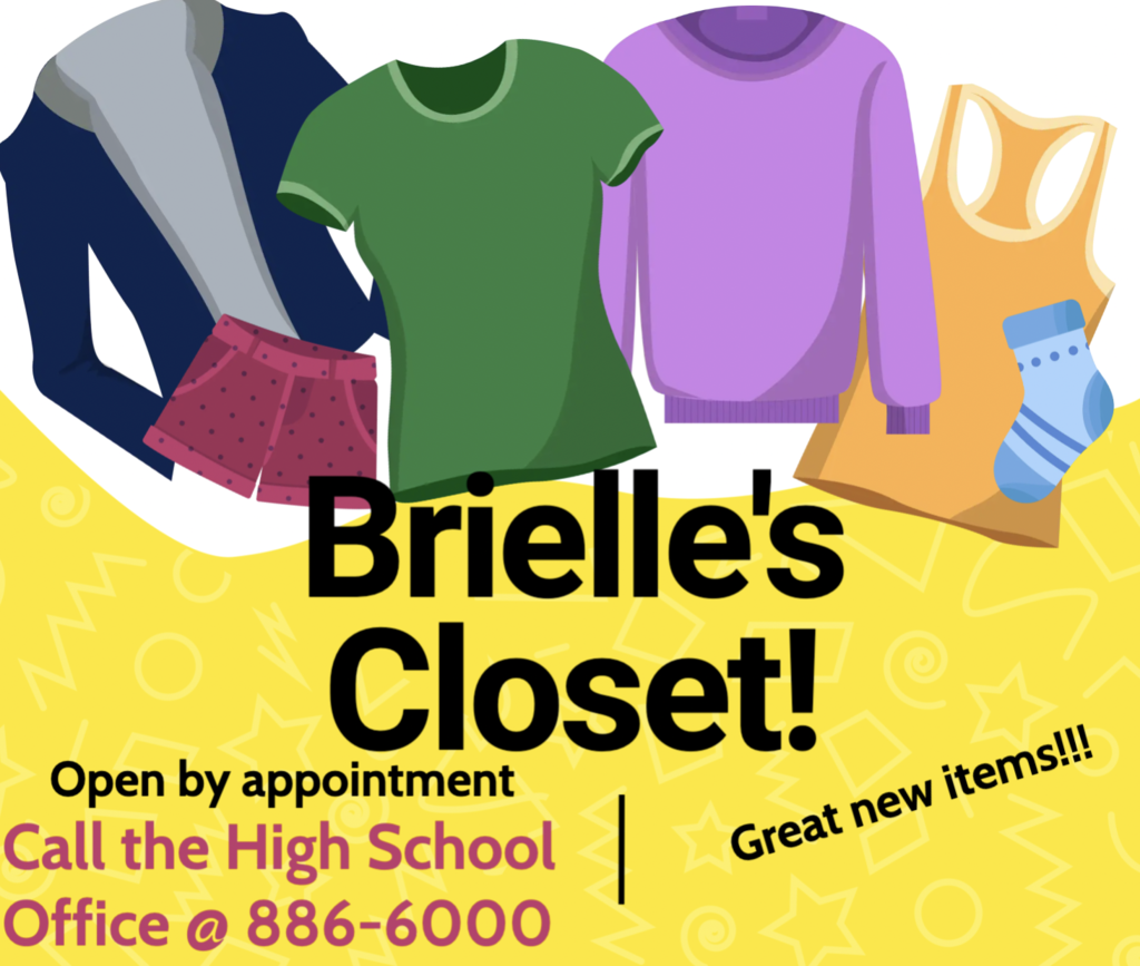 Graphic for Brielle's closet showing different clothes. 