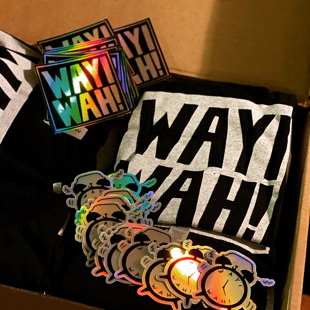 stickers and shirts with wayi wah on them