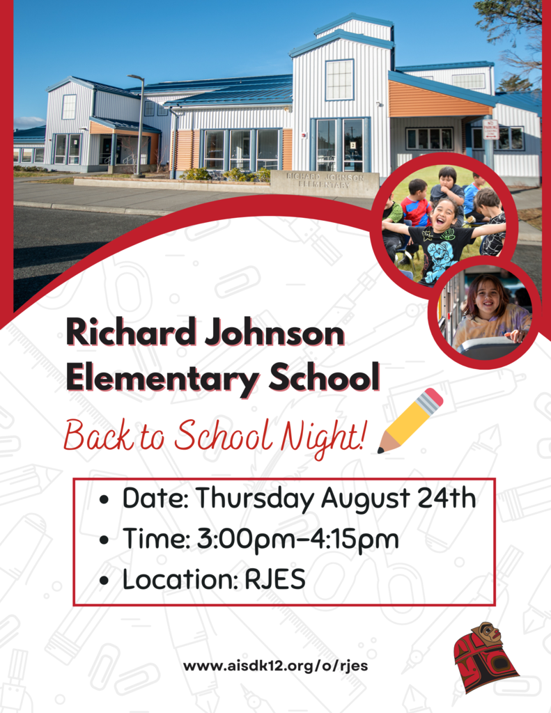 flyer with RJES school and students playing.  Info about back to school night