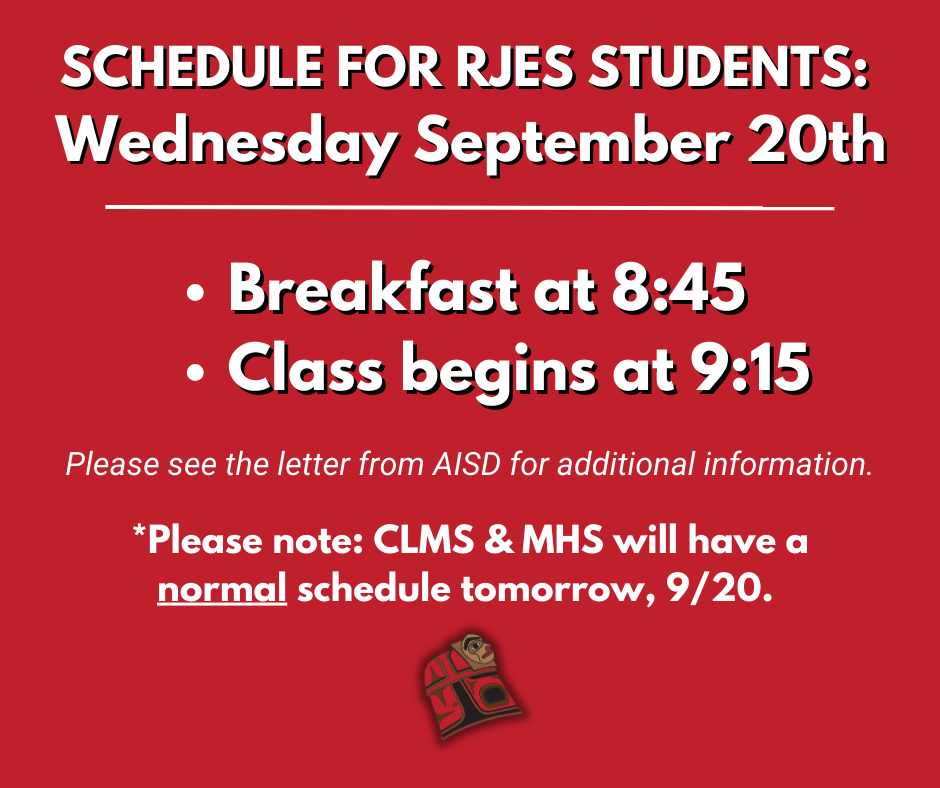 graphic with RJES schedule 9/20