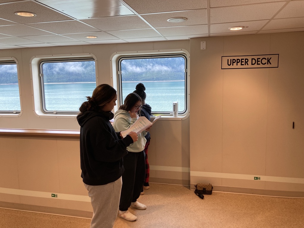 students practicing on ferry